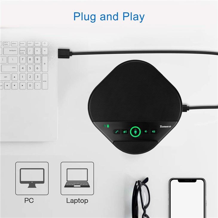 360-degree Omni-directional 3.5mm plug in microphone speaker for online free Audio / video Conference call